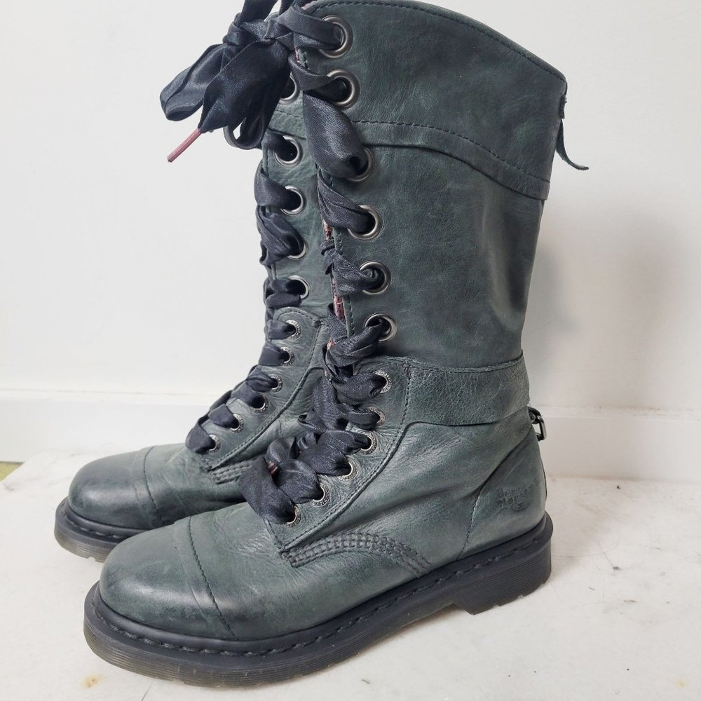 Dr. Martens Dark Green Lace-Up Combat Boots